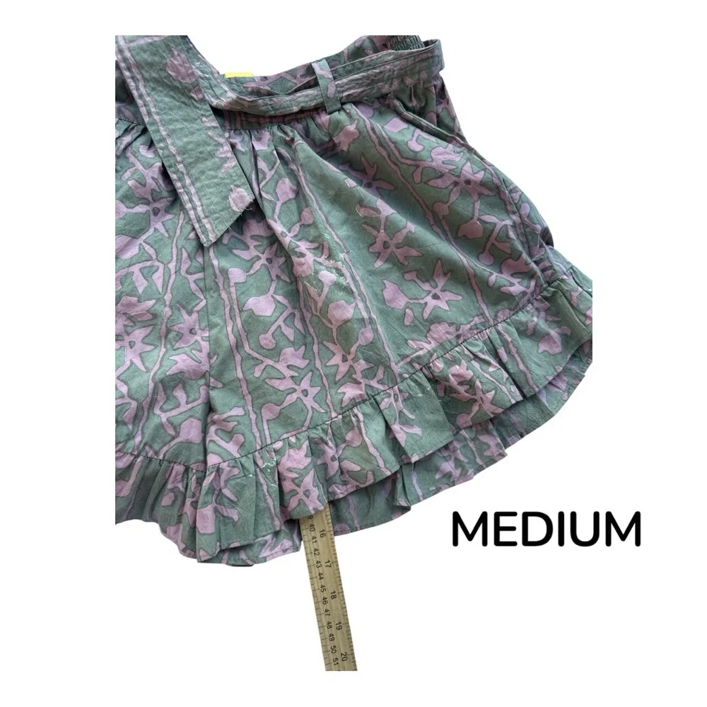 Cleobella SHORTS handmade process ruffle elastic belted Green Pink Floral S /‎ M